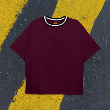Maroon wt Rib T-Shirt - Premium Cotton - AAZ Bangladesh