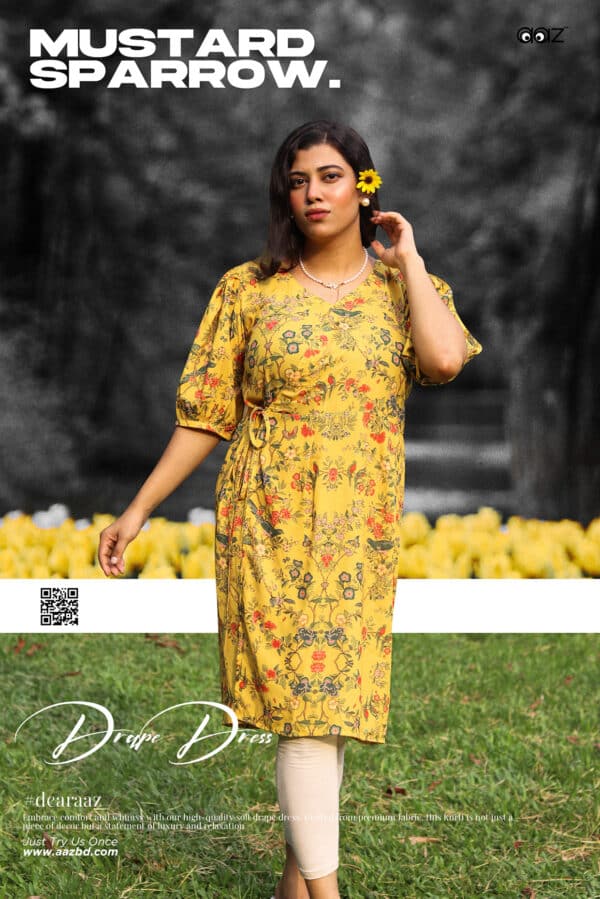 Premium Drape Dress (Mustard Sparrow) - Image 2