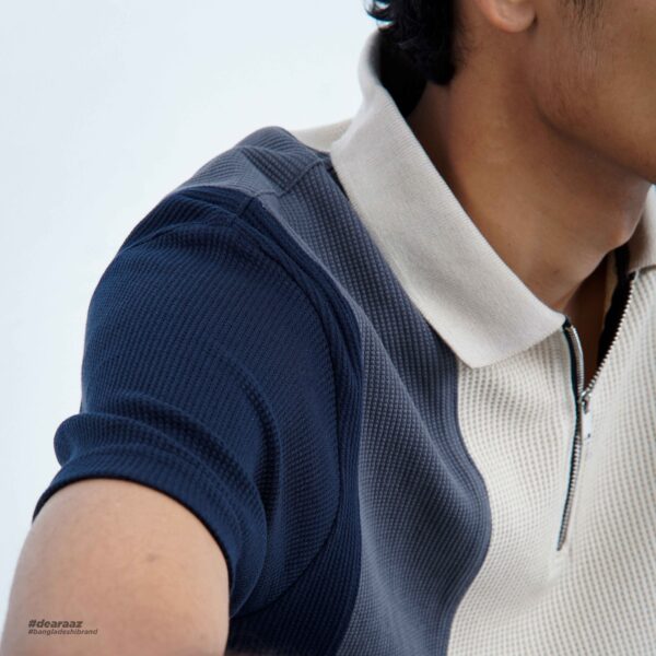 Premium Waffle Knit Polo with Zipper (Contrast) - Image 4