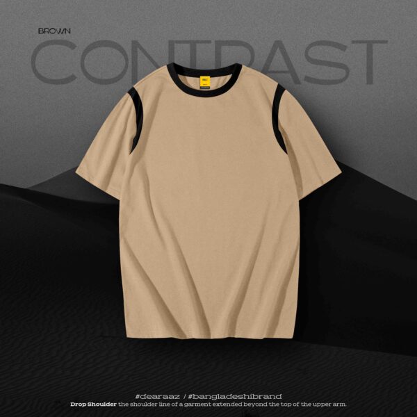 Premium Drop Shoulder T-Shirt (Brown Contrast 04)